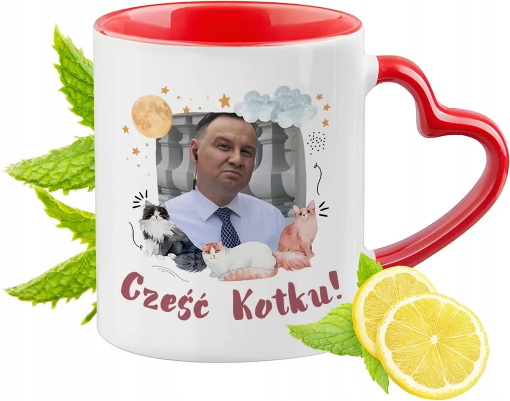 Andrzej Duda Piros bögre szív alakú füllel Ajándék