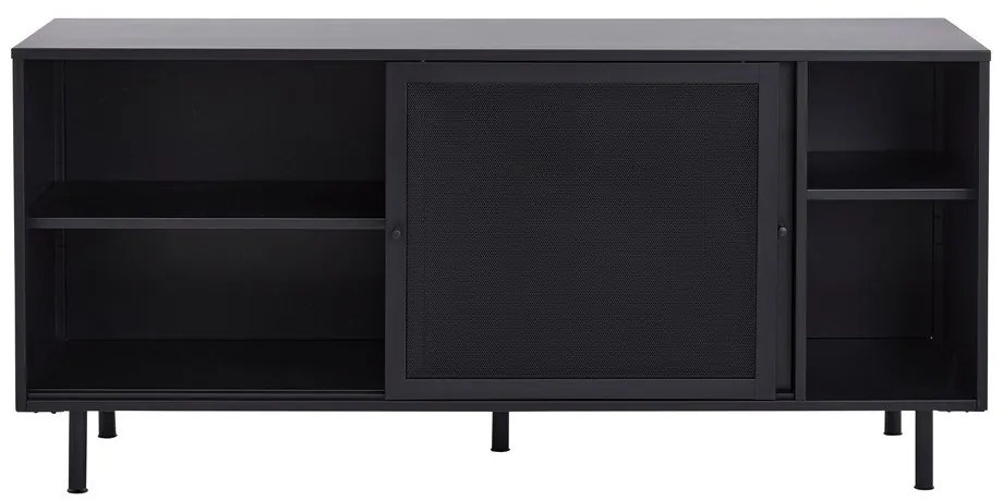 Fekete fém komód tolóajtóval 160x75x46 cm Veep – Unique Furniture