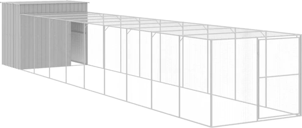 vidaXL világosszürke horganyzott acél kifutós kutyaház 214x1069x181 cm