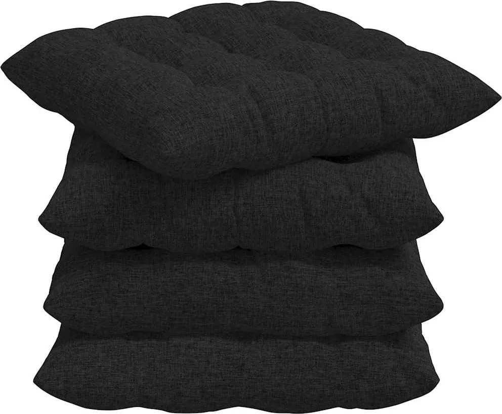 vidaXL Ülőpárnák 4 pcs Fekete 40 x 40 x 6 cm szövet