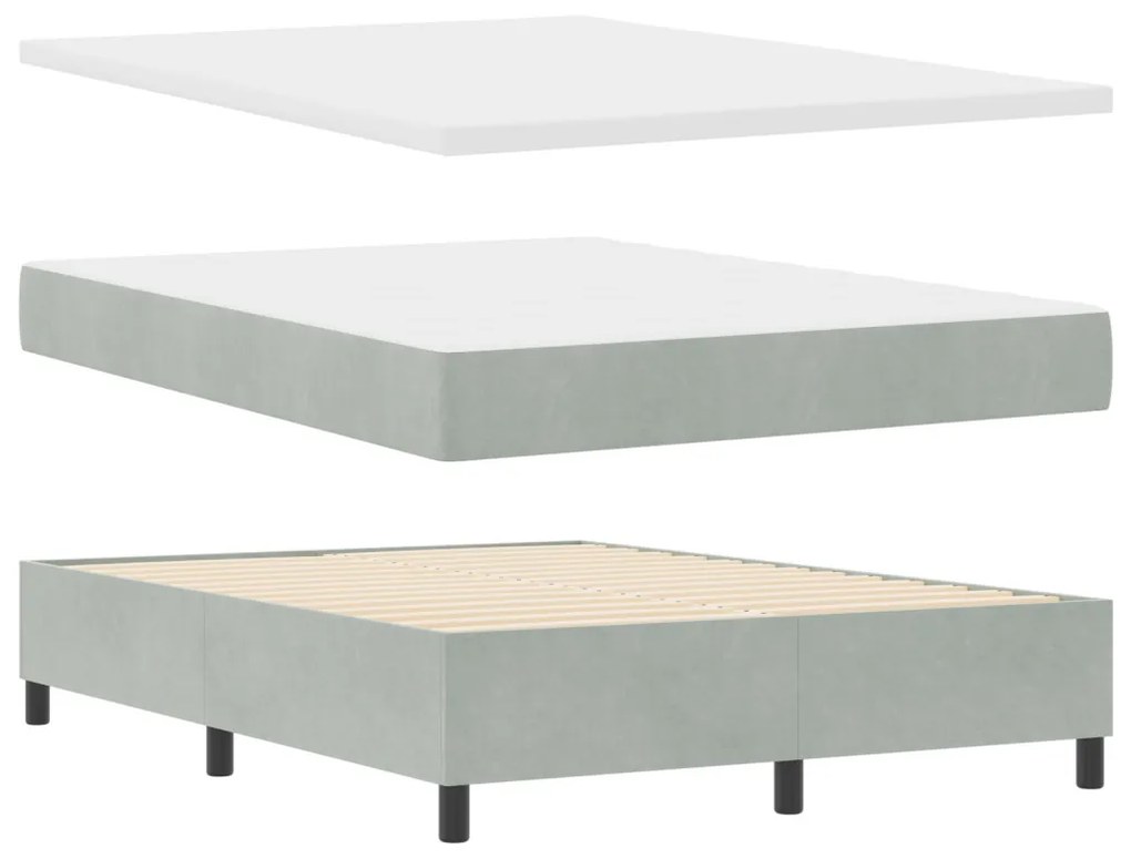 Boxspring Ágy Matraccal Világosszürke 140x200 cm Bársonyos
