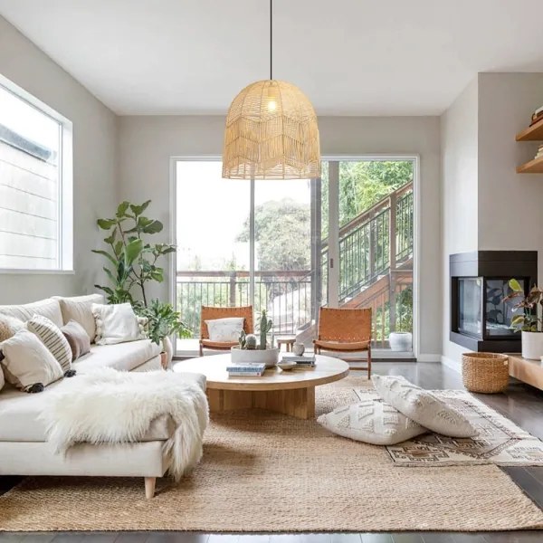 Immax 08263L - Csillár zsinóron PELO 1xE27/40W/230V átm. 50 cm rattan