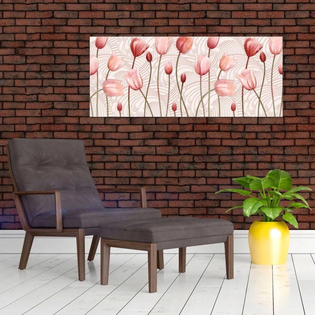 Kép - rózsaszín tulipán (120x50 cm)