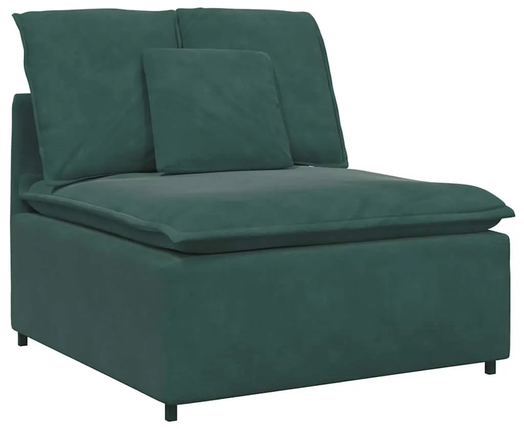 vidaXL sötétzöld moduláris kanapé középső modul párnákkal 100 cm