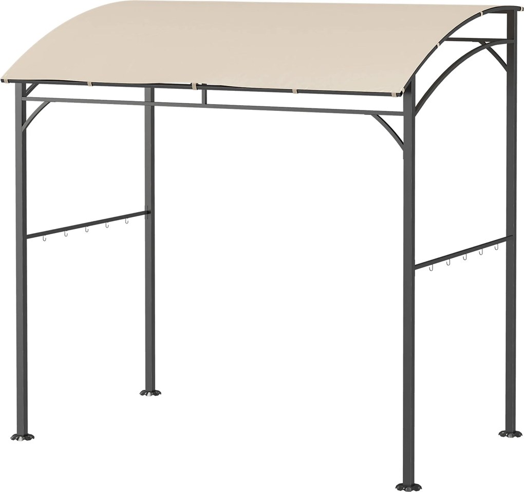 Outsunny Grill Pavilon 215 x 150 x 220 cm Vízálló Kertipavilon Ívelt Tetővel, Kerti Lugassal és Kampókkal, BBQ Pavilon, Kertitábor Grillező Sátor a Ke