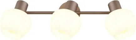 Globo 54662-3 Mennyezeti lámpa, fém matt kávébarna, krómozott fém, fehé üveg, forgatható/dönthető, HxSzxM: 500x125x175mm, 3x E27 40W 230V izzók nélkül