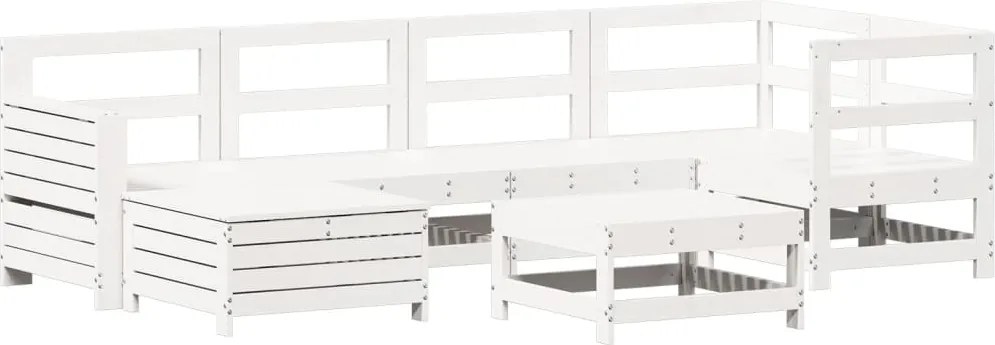 vidaXL fehér 7 részes tömör fenyőfa kerti kanapészett