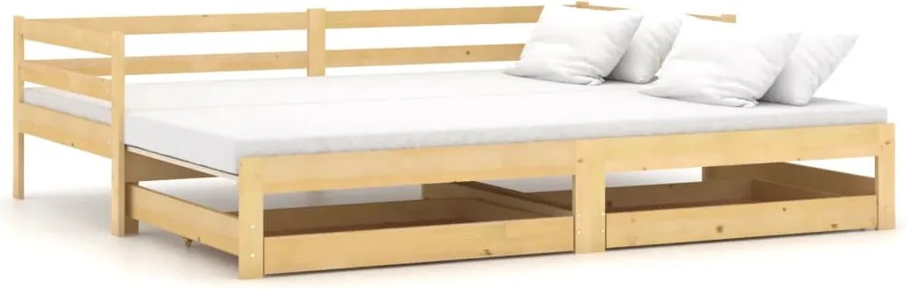 vidaXL tömör fenyőfa kihúzható kanapéágy 2 x (90 x 200) cm