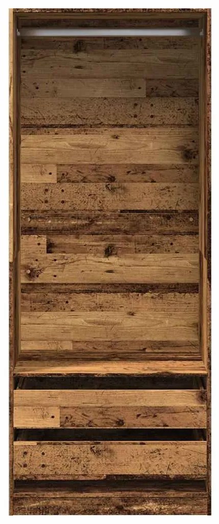 antik fa színű szerelt fa ruhásszekrény 80 x 50 x 200 cm