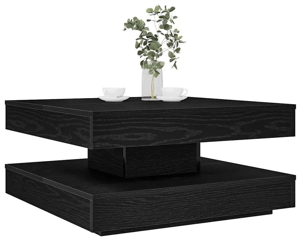 Fekete dohányzóasztal 360 fokban forgatható 70x70x34,5 cm