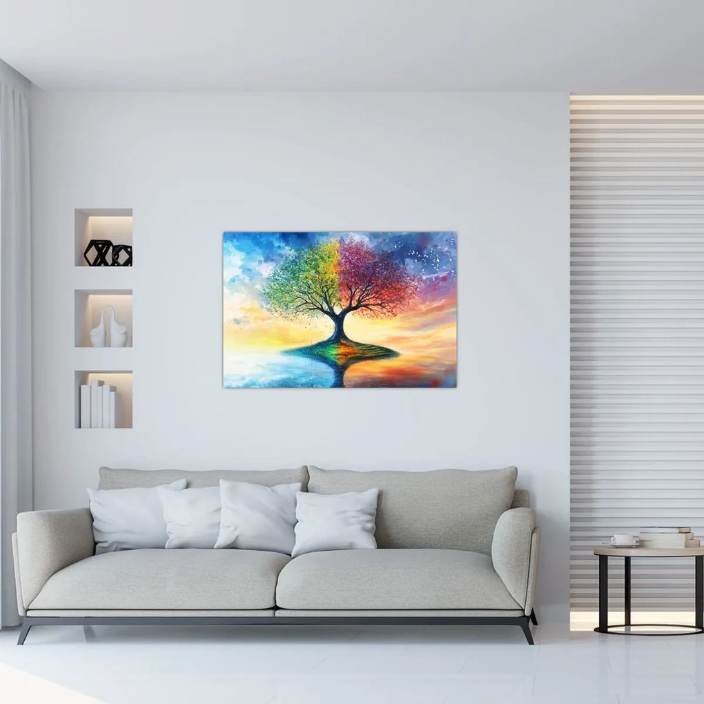Kép – Évszakok festett fája (90x60 cm)