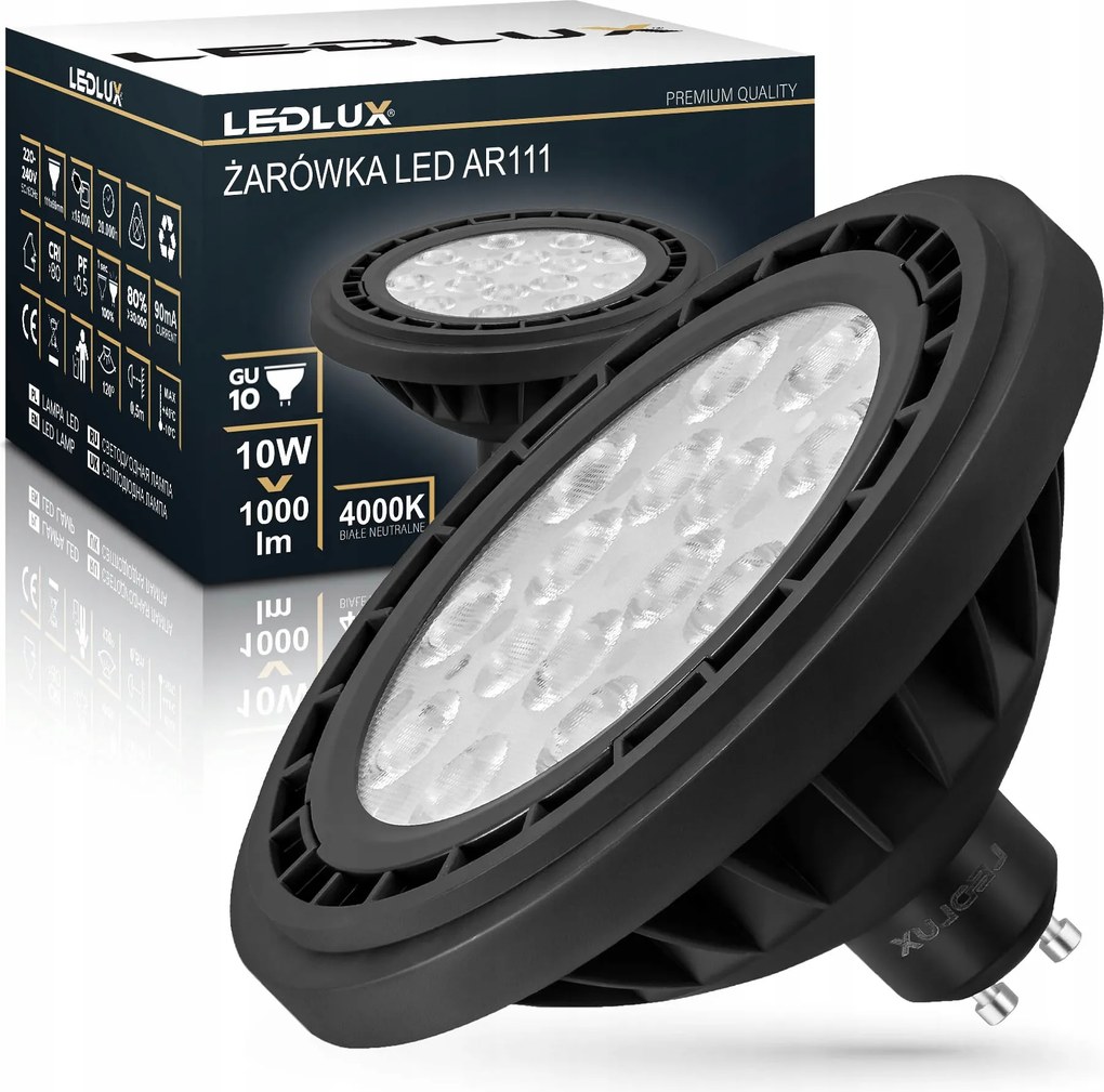 Led izzó AR111 10W =100W 4000K GU10 Semleges Prémium Ledlux nem villog