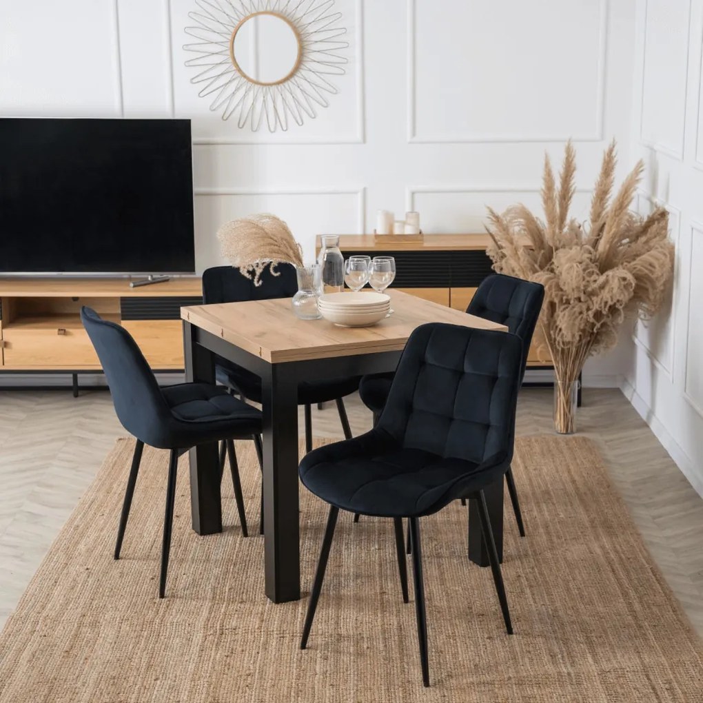 Bővíthető étkezőasztal 80–160 cm Craft tölgy / fekete színkombinációban – MAX