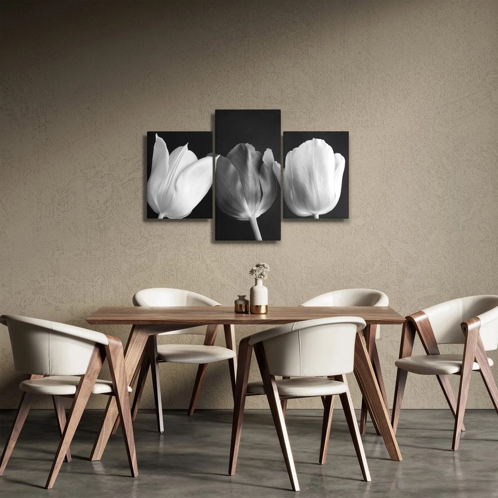 Kép - fekete-fehér tulipán virág (90x60 cm)