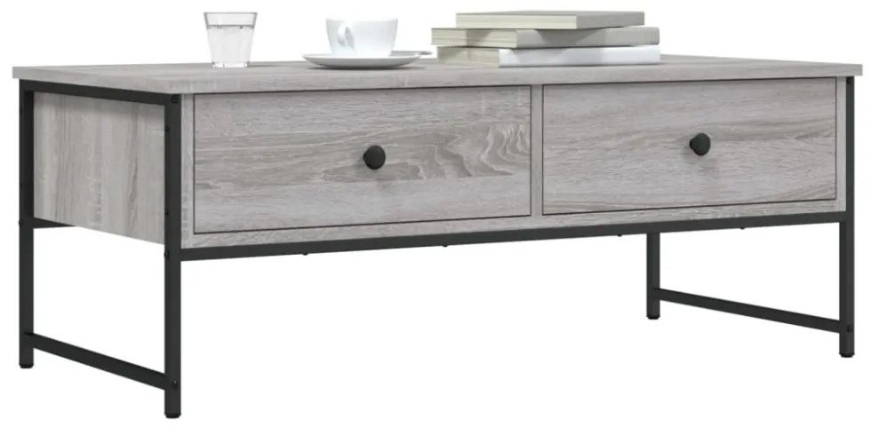 szürke sonoma színű szerelt fa dohányzóasztal 101x49x39,5 cm