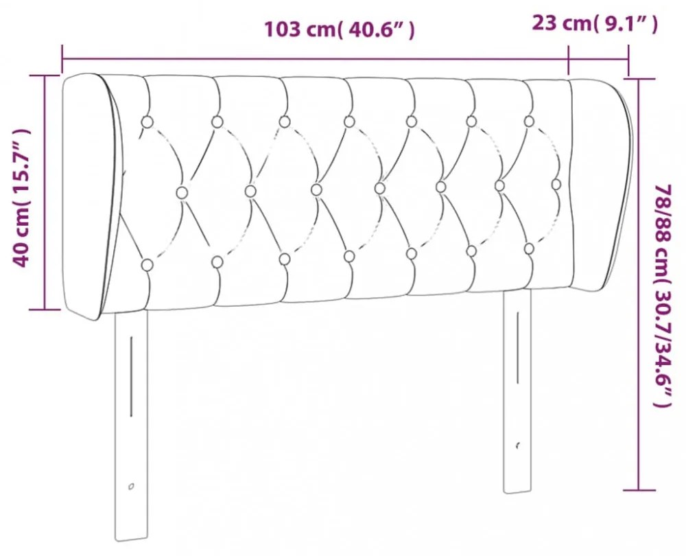 fekete szövet fejtámla szárnyakkal 103x23x78/88 cm