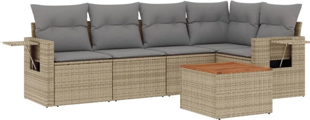 vidaXL 6 részes vegyes bézs polyrattan kerti ülőgarnitúra párnákkal