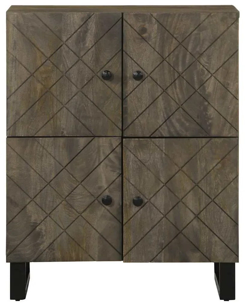 Sideboard Fekete 60x33x75 cm tömörfa Mango