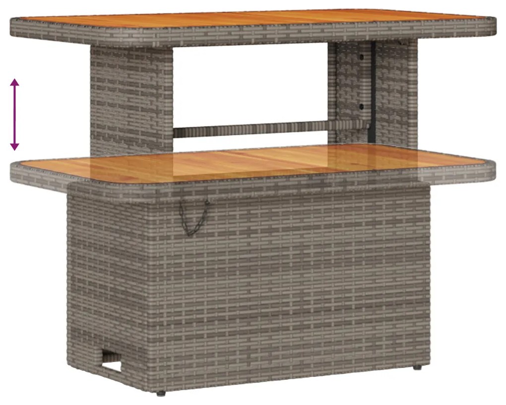 8 részes Kerti Kanapé Szett Párnákkal Szürke Poly Rattan Akácia