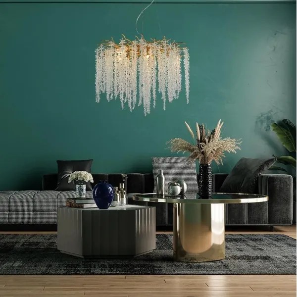 Kristály csillár zsinóron 9xG9/40W/230V arany