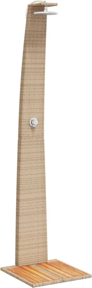 vidaXL bézs polyrattan és akácfa kültéri zuhanyzó 55 x 60 x 224 cm