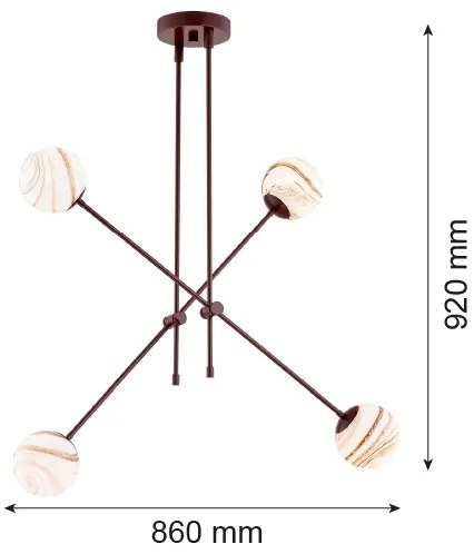 Argon 1842 - Csillár rúdon ABSOS 4xE14/7W/230V alabástrom barna