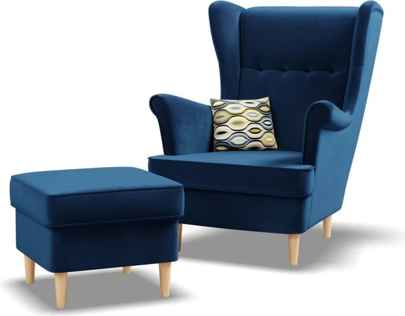 Uszak lábtartó, bársony, kék