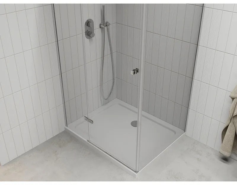Mexen Roma zuhanykabin 70 x 100 cm, 6mm átlátszó üveg, króm profil + Vékony zuhanytálca, 854-070-100-01-00-4010