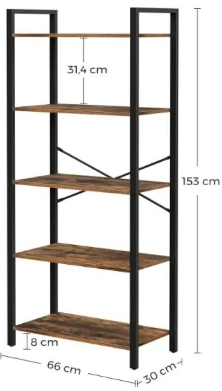 NAVARO könyvespolc barna/fekete