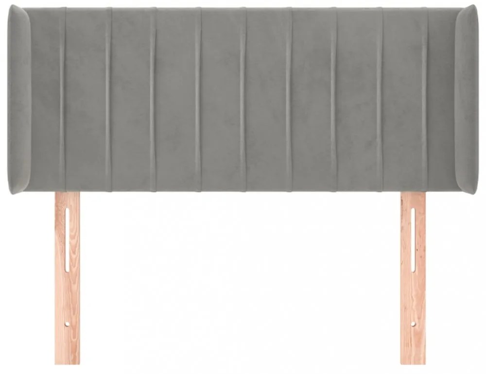 világosszürke bársony fejtámla 83x16x78/88 cm