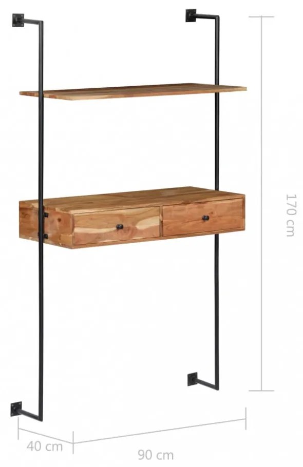 tömör akácfa fali pult 90 x 40 x 170 cm