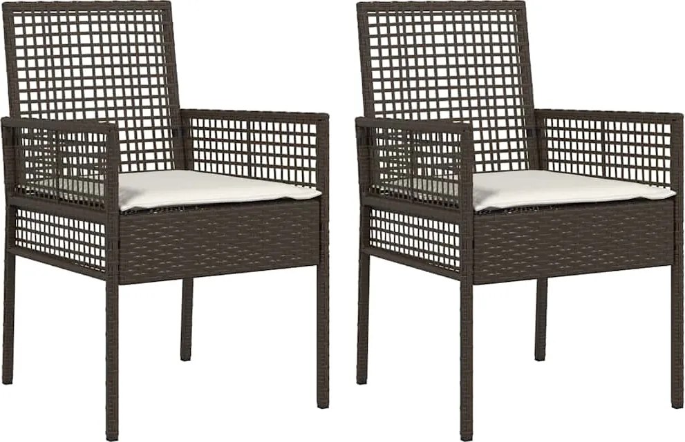 vidaXL Kerti Szék párnával 2 pcs Barna 55 x 53 x 85 cm polirattan