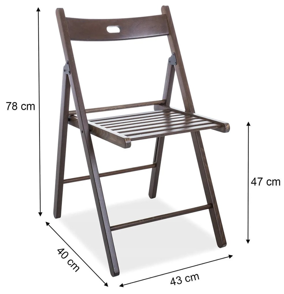 SI SOLE összecsukható tömör fa kerti szék - sötét dió