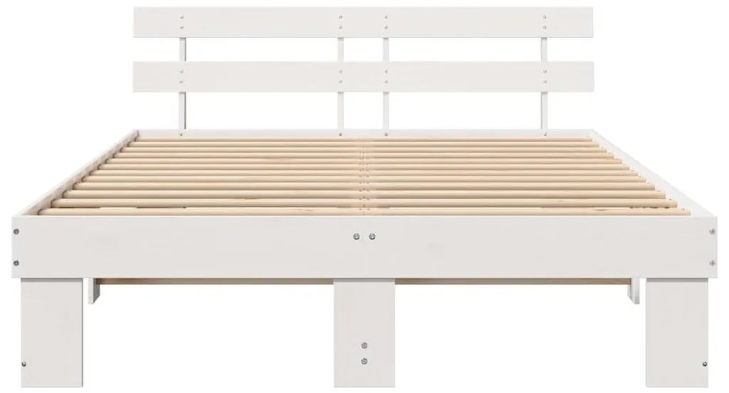 Ágykeret fejtámlával Fehér 160 x 200 cm