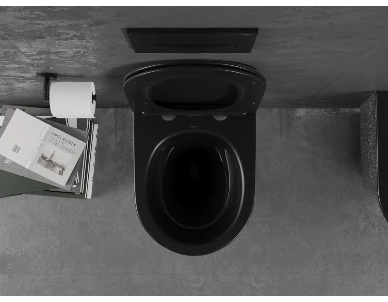 Mexen Lena, függő wc csésze 480x360x355 mm lassan süllyedő ülőfelülettel, matt fekete - ezüst mintás, 30224072