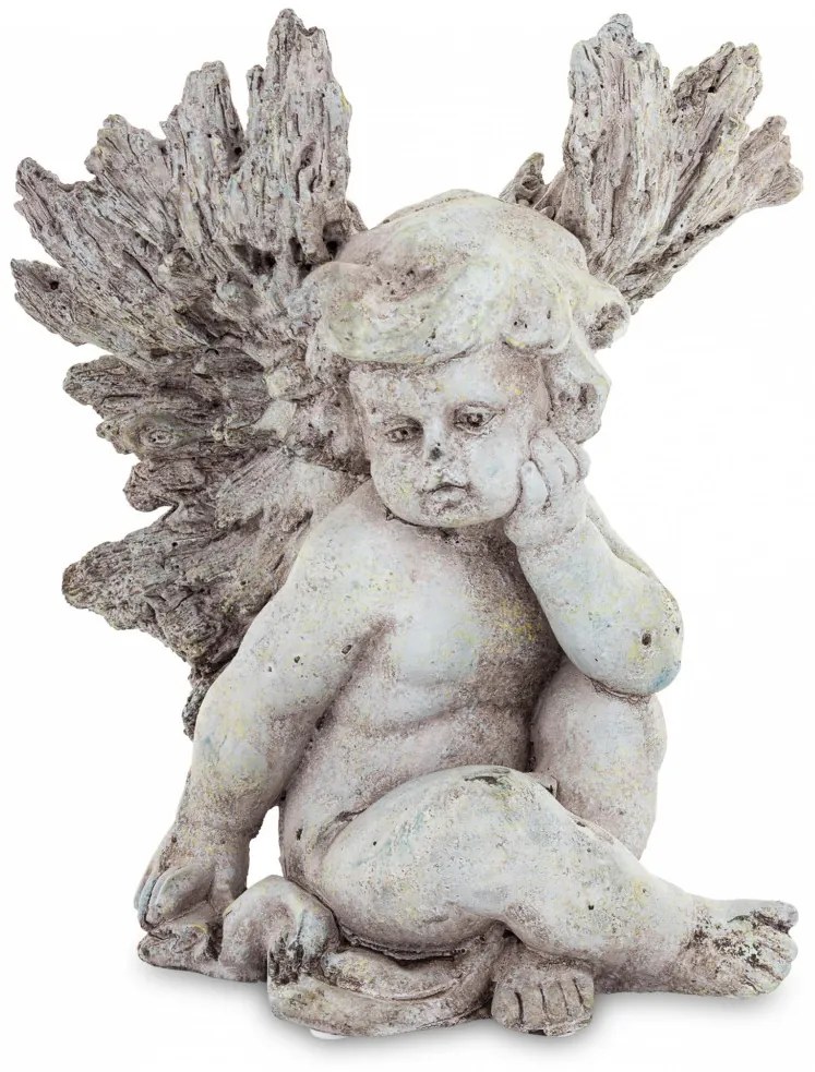 Dekoratív figura angyal Cement Szürke 23x19x19cm