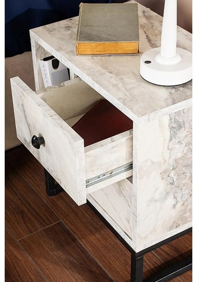 Éjjeliszekrény Glimmer - Fressia Marble, Fekete