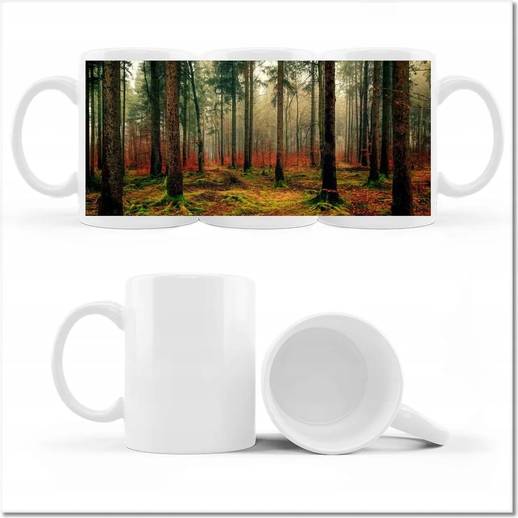 Bögre fényképpel Erdő Tájkép