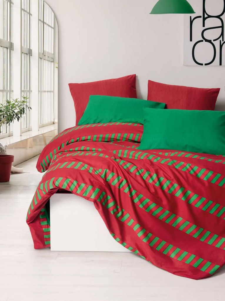Holly Ranforce dupla ágyneműhuzat garnitúra feszített lepedővel 160 × 200+30 cm, zöld