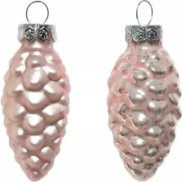 Üveggömb toboz világos rózsaszín fényes/matt 6cm 12db