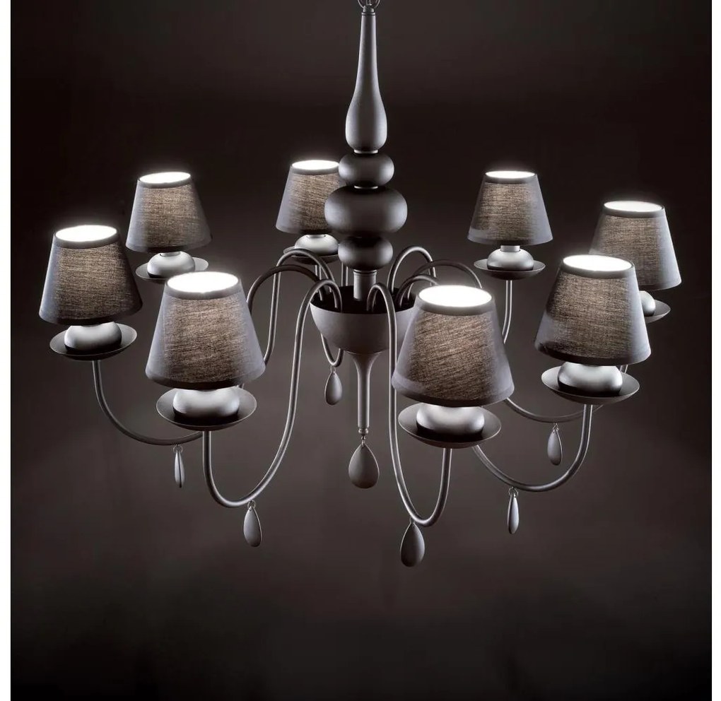 Ideal Lux - Csillár láncon BLANCHE 8xE14/40W/230V átm. 92 cm fekete
