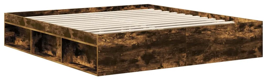 vidaXL Ágykeret fejtámlával Füstölt tölgy 180 x 200 cm Tömör fenyőfa