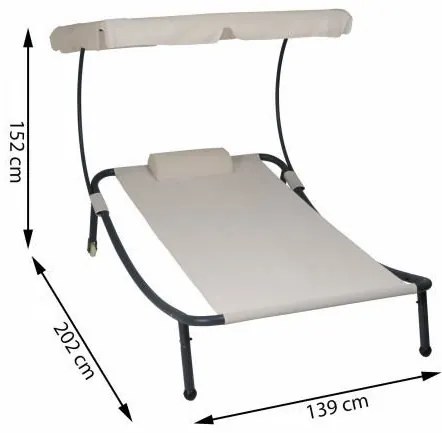 GARTHEN Kerti nyugágy tetővel-kerekekkel 202 x 139 x 152 cm