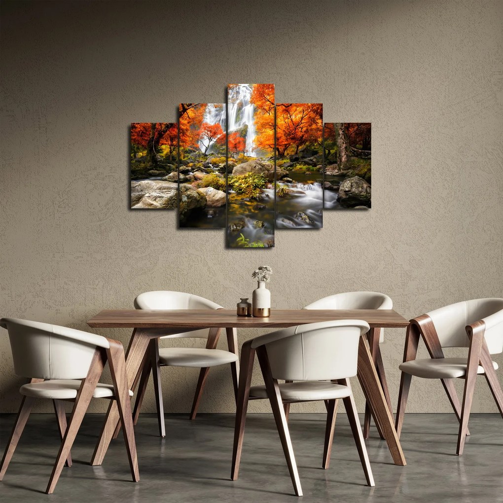 Kép - vízesések a narancssárga erdőben (150x105 cm)