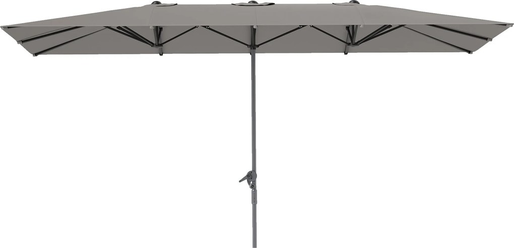 Outsunny Dupla Napernyő Crank-kal 451 x 264 cm, UV Védelem 50+, Szélálló Kerti Napernyő Erkélyre, Alumínium Piac Napernyő Napvédelem az Erkélyre, Tera