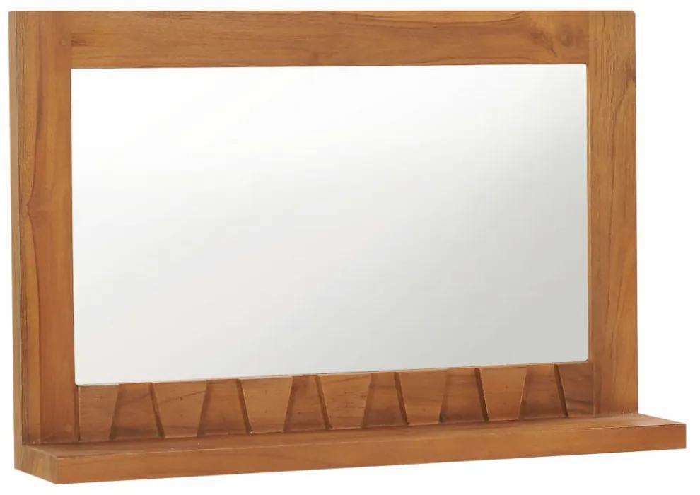Tömör tíkfa fali tükör polccal 60 x 12 x 40 cm