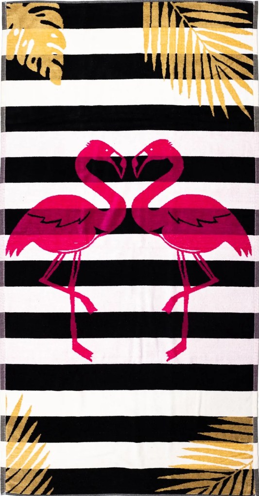 FLAMINGO GOLD Strandtörölköző fekete 165x90cm