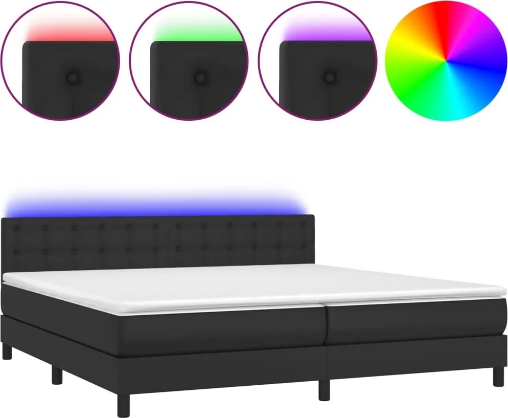 vidaXL fehér műbőr rugós ágy matraccal és LED-del 200x200 cm