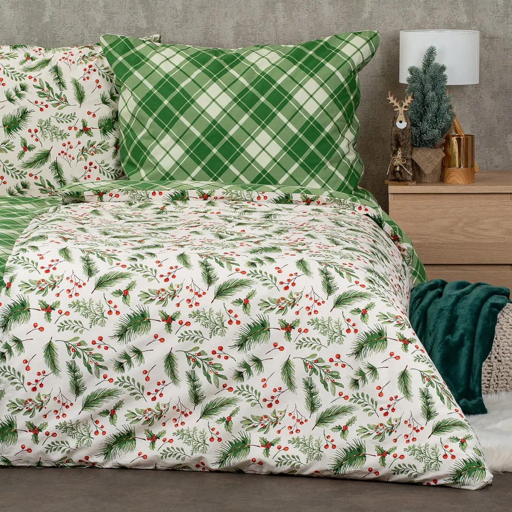 4Home Scotch pamut ágyneműhuzat zöld, 140 x 200 cm, 70 x 90 cm