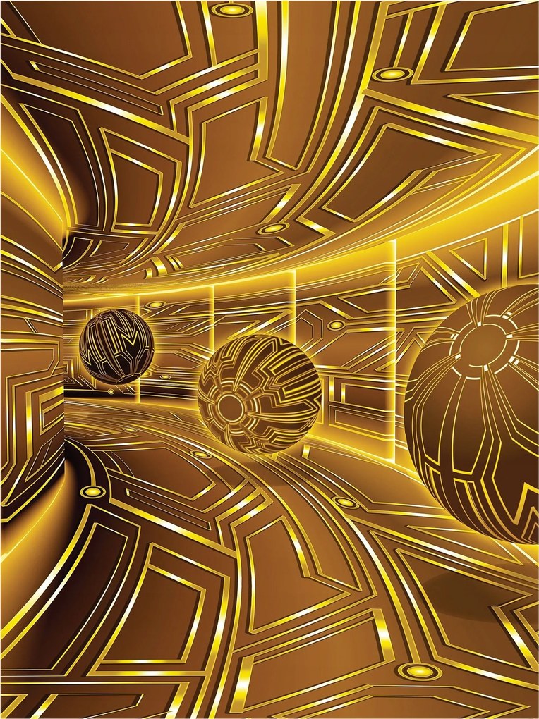 Fotótapéta Geometrikus alagút sárga ragyogás mélység hatás 206x275 mennyezet +ragasztó